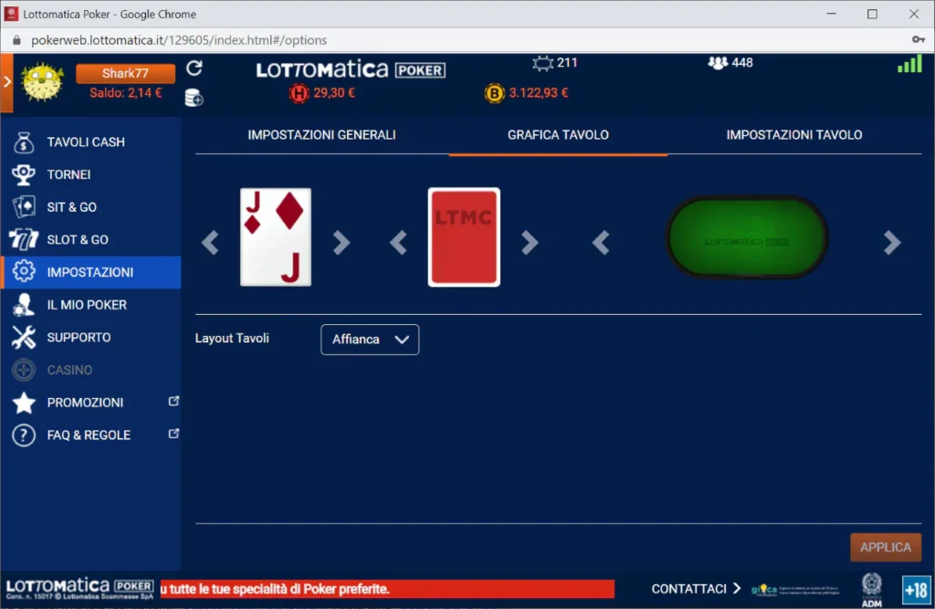 Lottomatica poker impostazioni