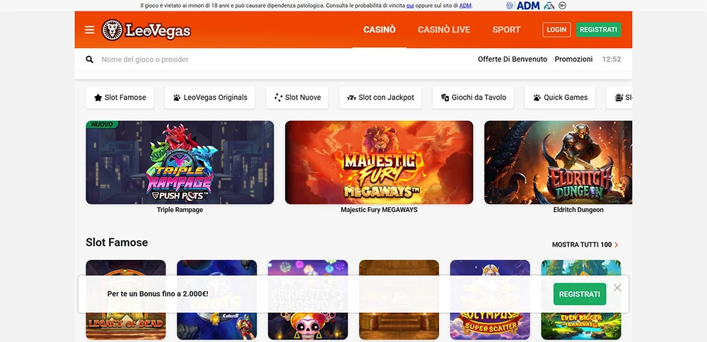 Screenshot: Pagina Principale