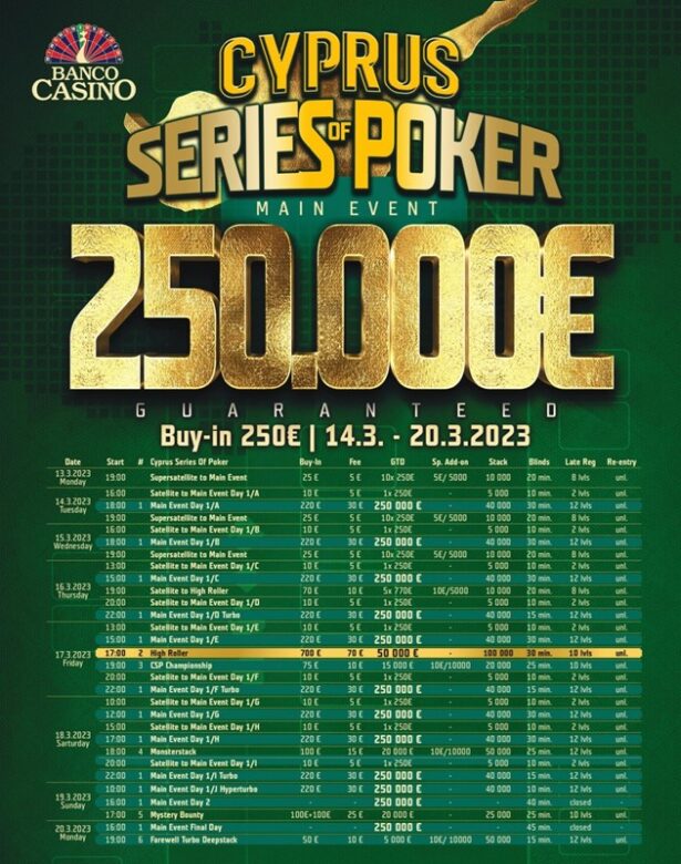 Cyprus Series of Poker at Banco Casino.