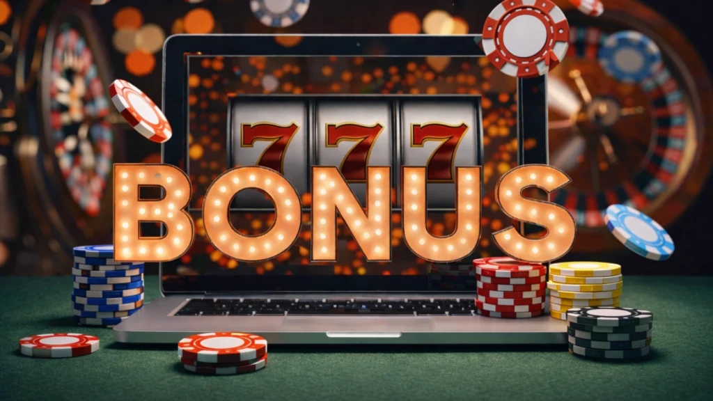 Bonus casinò online con slot machine e fiches.
