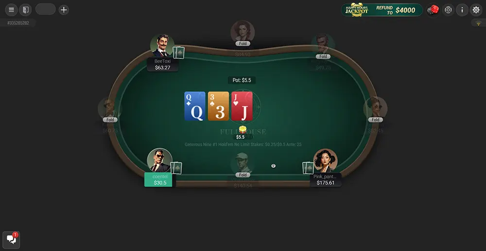 Screenshot della sala da gioco