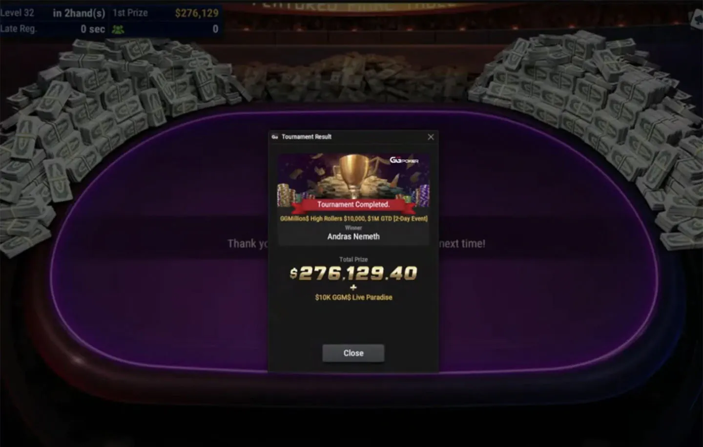 Andras “probirs” Nemeth domina il tavolo finale del GGMillion$ e conquista il suo quarto titolo ($276K)