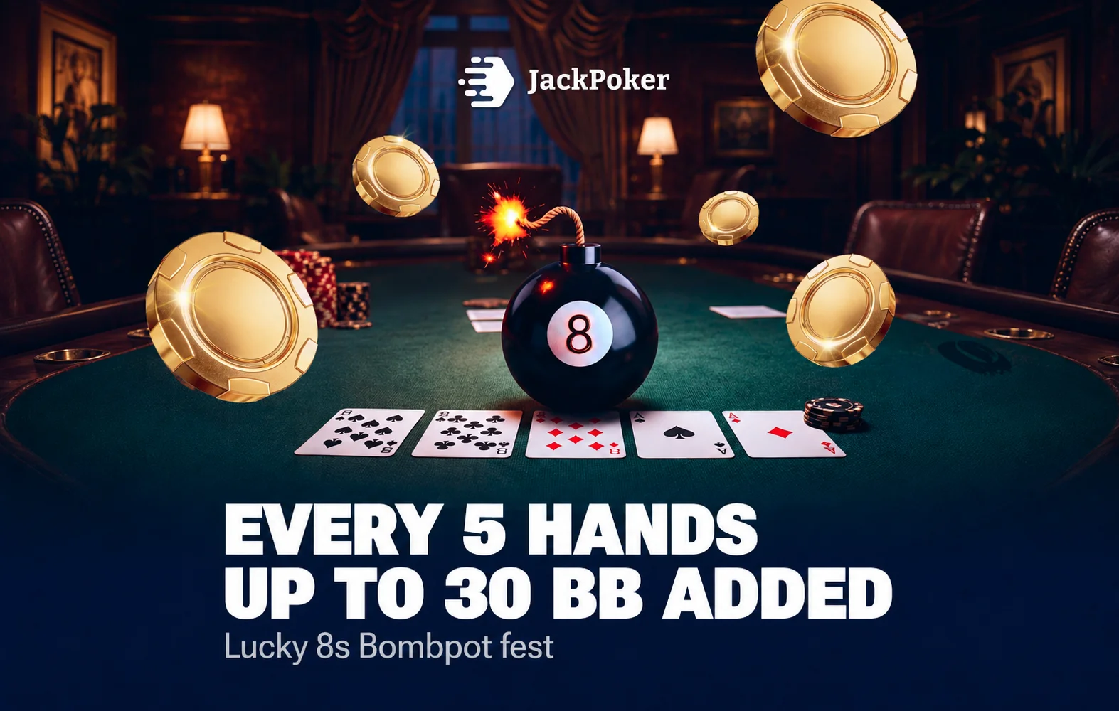 JackPoker invita i giocatori cash al Lucky 8S Bombpot Fest