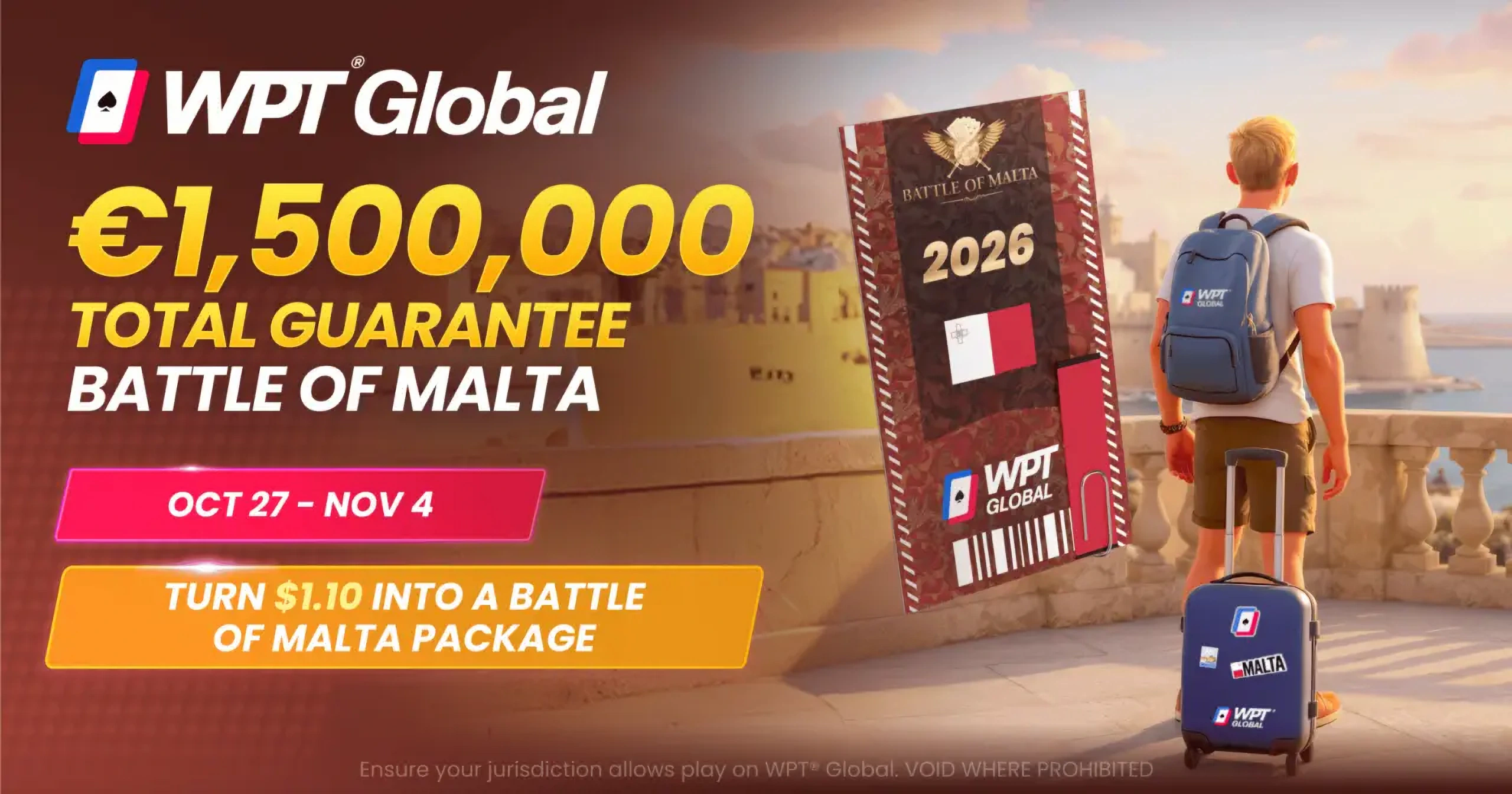 Il Battle of Malta autunnale si giocherà dal 27 ottobre al 4 novembre 2026 al Casino Malta.