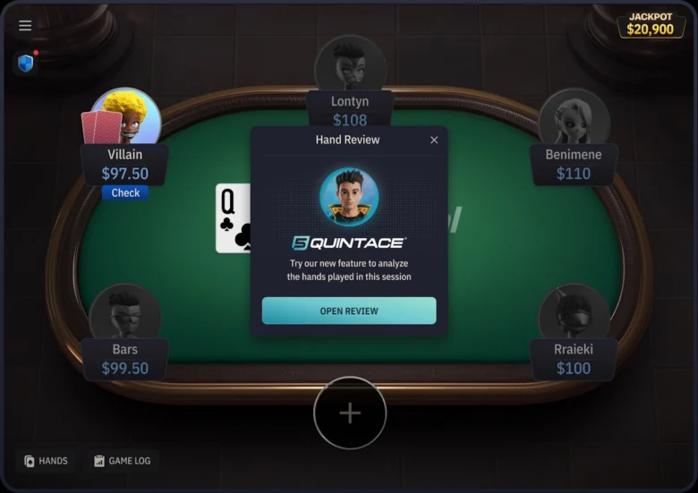 Analisi delle mani con QuintAce su WPT Gold