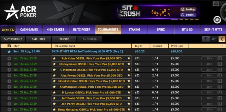 I buy-in del torneo perdente confluiscono nel prize pool del vincitore, che si gioca il 4/10.