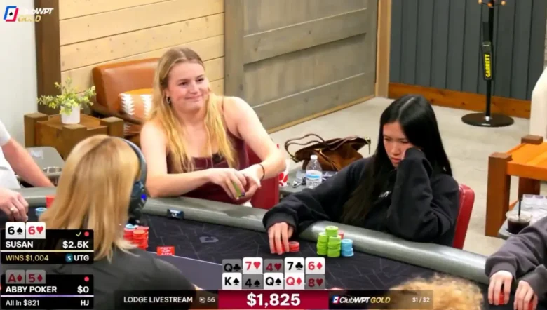Abby perde su entrambi i board e, mostrando disappunto, fa il rebuy minimo da $60.