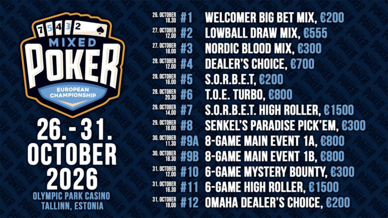 L'EMPC comprende 12 tornei con buy-in da €200 a €1.500, tutti dedicati ai Mixed Games.