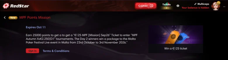 Malta Poker Festival Autumn Missions su RedStar Poker