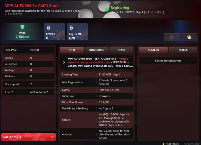 Satelliti da €600 per il Malta Poker Festival Autumn