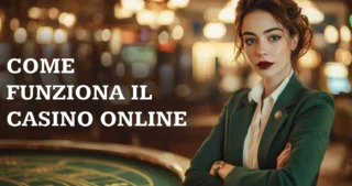 Croupier al casinò online con tavolo da gioco.